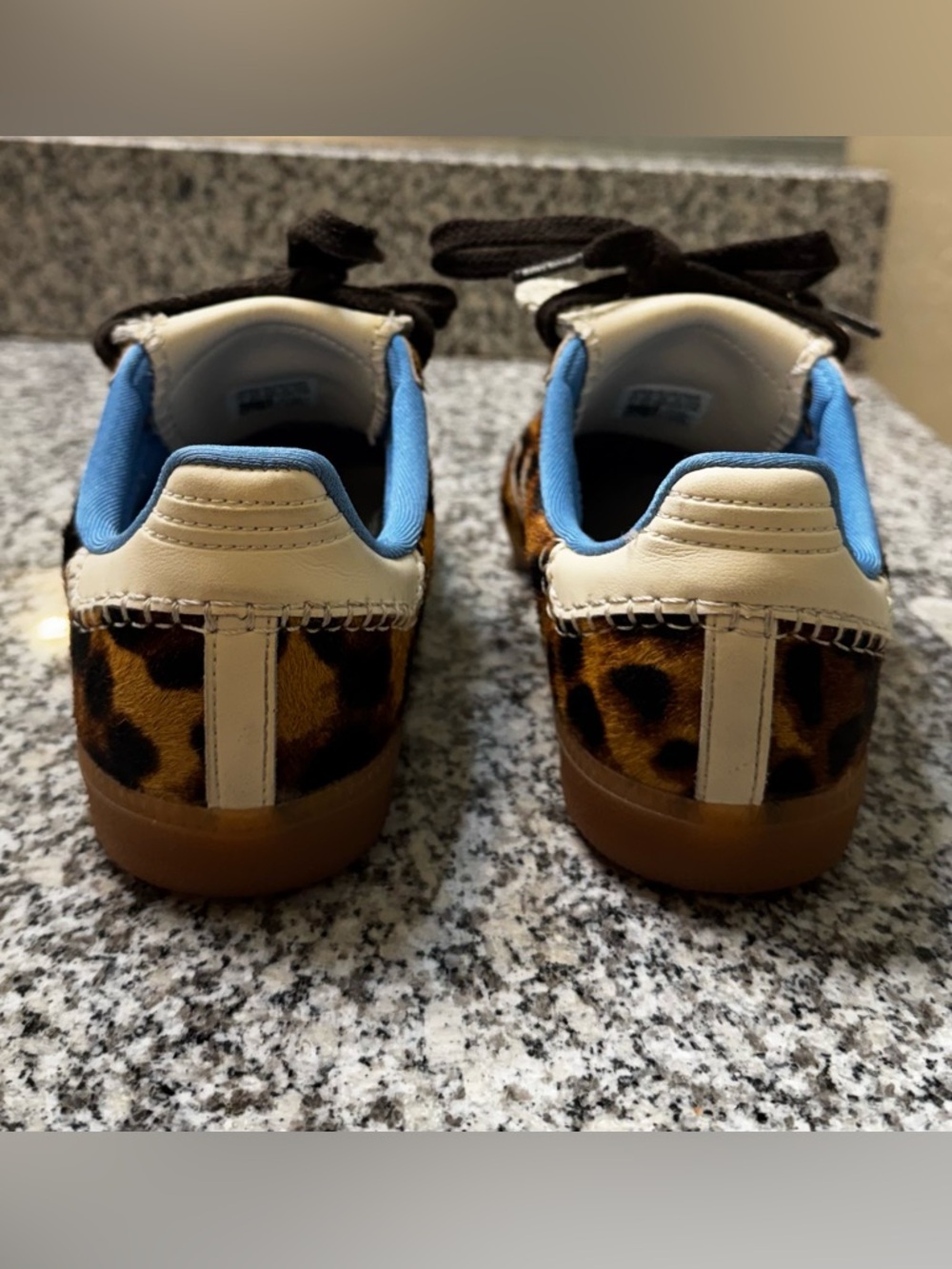 Adidas X Wales Bonner Samba Leopard Pony Hair Sneakers with Blue Lining - Picture 4 of 6
